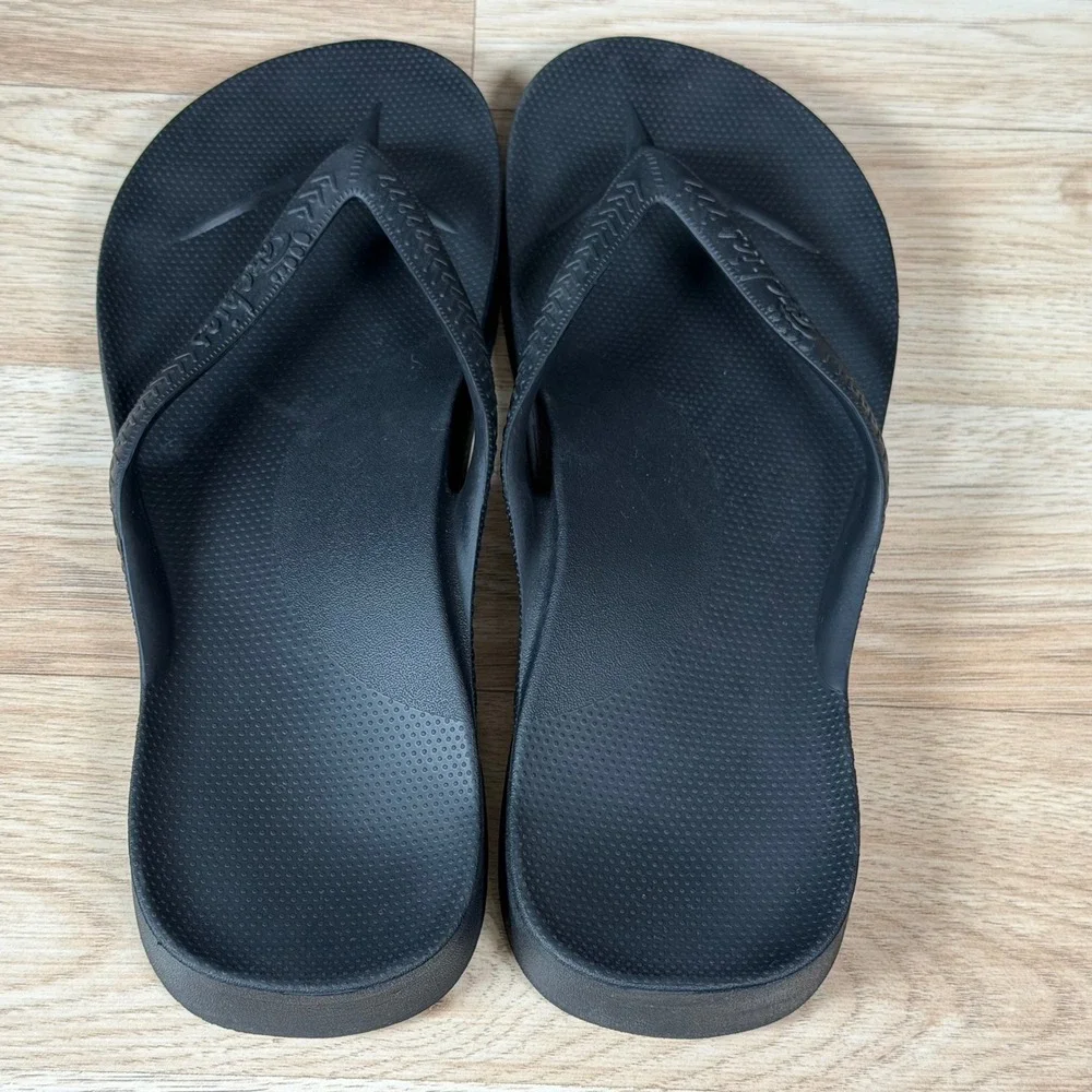 Archies Flip Flops Mens Size 11 Black Orthotic Arch Support Sandals Beach Thong